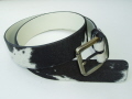 1BLC 424059F Black & White Hair Cowhide Belt