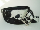 6BLC 404759P Black & White hair Cowhide Belt