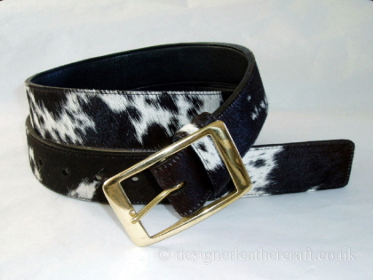 Brown & White Hair Cowhide Belt - 37mm - 46 inch