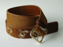 Hair Cowhide Belt in Tan White - 50mm - 42 inch
