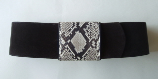 Wide Brown Suede Belt with Python Keeper