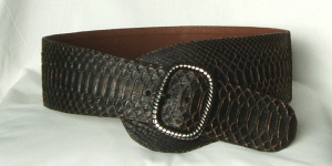 Wide Shaped Antique Finish Women's Python Snakeskin Belt